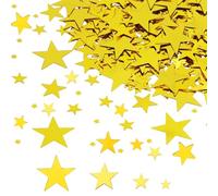 DazzJoy 6000 unidades de confeti con purpurina, 4 tamaños, estrellas decorativas doradas, estrellas doradas, estrellas doradas, decoración de mesa