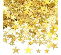 DazzJoy Confeti de estrellas con purpurina, 30 g, dorado + oro láser