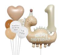DazzJoy Dino Decoración de cumpleaños para 1 año de niño, globo de dinosaurio para el primer cumpleaños de niño y niña, decoración de cumpleaños de dinosaurio, 1 año de cumpleaños, 1 año, globo de