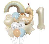 DazzJoy Dino Decoración de cumpleaños para 1 año de niño, globo de dinosaurio para el primer cumpleaños de niño y niña, decoración de cumpleaños de dinosaurio para 1 año de edad, dinosaurio feliz