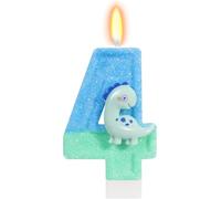 DazzJoy Dino Velas de cumpleaños números 4