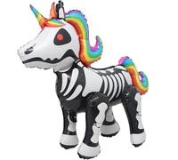 DazzJoy Globo de unicornio con calavera de Halloween, globo 3D de unicornio, de pie, decoración de unicornio para cumpleaños infantiles, globos de unicornio con patas, globos de unicornio para