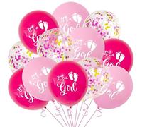 DazzJoy Globo rosa para niña - Globos de ducha de bebé con confeti, globo de helio para fiesta de género