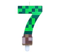 DazzJoy Vela de píxeles para 7 cumpleaños, decoración para niños, videojuego de píxeles, velas de cumpleaños con números 7, dibujos animados para juegos temáticos, velas de 7 cumpleaños para niños