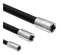 DAZZLEEX 3 llaves de tubo de extensión con eje flexible chapado en cromo pulido, color negro