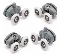 DAZZLEEX 4 Piezas de Ducha Polea Antigua Baño Puerta Corredera Rueda Doble Agujero Arriba y Abajo Nylon 19mm