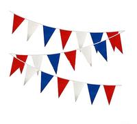 DAZZLEEX 50 banderas de 60 pies, banderas triangulares rojas, azules y blancas, banderines para coronación, boda, fiesta de cumpleaños, hogar, festival, decoración de jardín