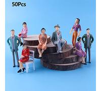 DAZZLEEX 50 figuras pintadas 1:87 modelo de trenes, escala Ho, modelo Peopl pasajero para escenas en miniatura
