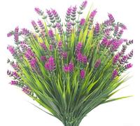 DAZZLEEX 8 paquetes de flores artificiales de lavanda para decoración de jardín al aire libre, hogar, boda, fiesta, centro de mesa, arreglos de bricolaje, tallos florales sintéticos de plástico de 39