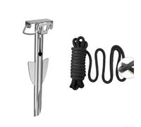 DAZZLEEX Anclaje de arena en espiral de acero inoxidable 304 para kayak, pesca, barco, canoa, rafting, estaca de fondo de barro de playa, 43 cm, plata (an cuerda de nailon)