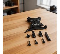 DAZZLEEX Arnés de chaleco para mascotas y gatos, soporte dual para cámaras de acción GO3 vista en primera persona, equipo trasero de pecho de 1,5 a 6 kg, color negro