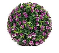 DAZZLEEX Bola de césped para paisajismo, bolas de rosas artificiales, topiario, colgante, cesta de jardín, planta estable a los rayos UV (F 25 cm)