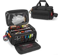 DAZZLEEX Bolsa de herramientas, compartimento con cremallera de 4 bolsillos para electricistas, carpinteros y entusiastas del bricolaje, personal doméstico y de mantenimiento con base acolchada gruesa