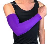 DAZZLEEX Codera de portero suave para almohadillas, protectores para jóvenes y adultos, mangas de compresión muscular de poliéster, bandas de protección solar (talla L, morado)