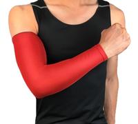 DAZZLEEX Codera de portero suave para almohadillas, protectores para jóvenes y adultos, mangas de compresión muscular de poliéster, bandas de protección solar (M, rojo)