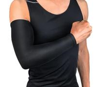 DAZZLEEX Codera de portero suave para almohadillas, protectores para jóvenes y adultos, mangas de compresión muscular de poliéster, bandas de protección solar (M, negro), Nerón