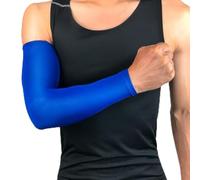 DAZZLEEX Coderas suaves de portero para jóvenes y adultos, mangas de compresión muscular de poliéster, bandas de protección solar, azul, M