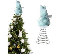 DAZZLEEX Decoración de árbol de conejo de primavera flocado, decoración de Pascua para cesta de mesa, centro de mesa, base de metal de terciopelo suave, figura de conejo, adorno de día festivo, 19,5