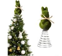 DAZZLEEX Decoración de árbol de conejo de primavera flocado, decoración de Pascua para cesta de mesa, centro de mesa, base de metal de terciopelo suave, figura de conejo, adorno de día festivo, 19,5
