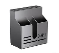 DAZZLEEX Estante de plástico para utensilios de cocina de pared con bandeja de agua desmontable para cucharas, tenedores, palillos, 20 x 11 x 20 cm, negro, blanco o gris (negro)