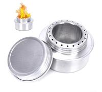 DAZZLEEX Estufa de camping ligera, aleación de aluminio, mini estufa de alcohol de 100 ml con tapa que puede apagar el fuego para exteriores 6,3 x 4,5 cm