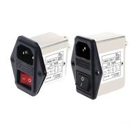 DAZZLEEX Filtro de alimentación tipo zócalo IEC con interruptor de seguridad de luz, modelos CW2B-T/CW2C-T, estuche, clasificaciones actuales de 3A/6A/10A para comunicación, mecánica, luz (CW2C-3A-T)