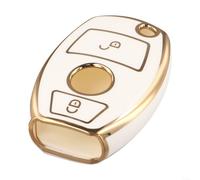 DAZZLEEX Funda suave para llave de coche de 2 botones compatible con A B C E CLA CLS GLA GLK GLC M R S SL SLK W176 W204 W205 W212 para protección y elegante P (blanco)