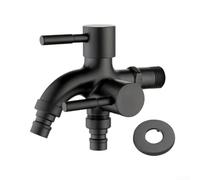 DAZZLEEX Grifo multifuncional para lavadora con 1 entrada y 2 salidas, construcción de aleación, grifo de doble salida para lavandería o baño, compatible con Stan(negro)