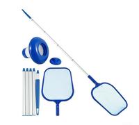 DAZZLEEX Kit de limpieza de piscina con barra de 120 cm de red de skimmer de hojas y cepillo para fregar y dispensador para piscinas enterradas sobre el suelo, spas estanques