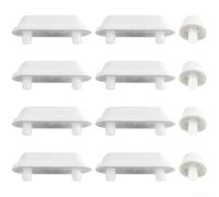 DAZZLEEX Kit de parachoques de asiento de inodoro de 12 piezas con almohadillas antideslizantes y amortiguadores reductores de ruido para inodoros estándar, topes de repuesto de plástico en blanco