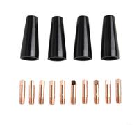 DAZZLEEX Kit de puntas de contacto de boquilla de núcleo de flujo sin gas para soplete de soldadura MIG 14AK 15AK MB14 MB15 con puntas de cobre de 0,8 mm y 0,9 mm y 4 boquillas