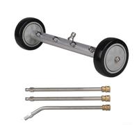 DAZZLEEX Limpiador de tren de rodaje a presión de 4000 PSI, escoba de agua con varitas de extensión, accesorio de pulverización de 4 boquillas para calzadas, aceras, cubiertas, patios y debajo del