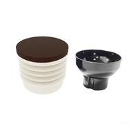 DAZZLEEX Molinillo de café Recipiente de silicona de dosis única con tapa de madera de nogal Blow Bin herramienta de limpieza para máquina de café 105X84mm (blanco)