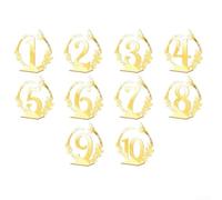 DAZZLEEX Números de mesa de acrílico dorado del 1 al 10 con soporte, letreros de centro de mesa de boda de doble cara para decoración de banquetes, fiestas, restaurantes, recepciones (dorado)