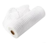DAZZLEEX Paquete de 2 rollos de malla decorativa de 10 pulgadas x 10 yardas, cinta de polipropileno metálico para coronas, lazos, guirnaldas, Navidad, boda, fiesta, decoración de lugar, azul (blanco)
