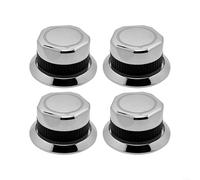 DAZZLEEX Paquete de 4 pomos plateados para parrilla de barbacoa con núcleo interior de 8 mm, 58 mm de diámetro, interruptores de control de horno de transmisión de luz para piezas de repuesto de