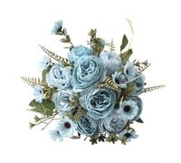 DAZZLEEX Ramo de peonías artificiales y rosas con colores vibrantes de otoño, flores de plástico realistas para decoración de bodas, decoración del hogar en interiores o exteriores, centro de mesa