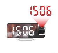 DAZZLEEX Reloj despertador digital de proyección con pantalla de temperatura, proyector multiángulo ajustable para techo o pared, formato de hora de 12/24 horas, pantalla LED verde, exterior (luz