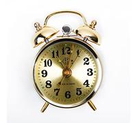 DAZZLEEX Reloj despertador mecánico de herradura dorado con cuerda manual, reloj de metal vintage, bonito reloj despertador de tono de llamada de gran tamaño para decoración de habitación