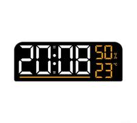 DAZZLEEX Reloj LED de pantalla grande con pantalla de temperatura y humedad, cuatro niveles de brillo, función de temporizador de alarma dual para oficina en casa (naranja)