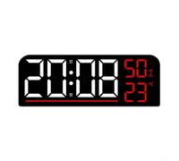 DAZZLEEX Reloj LED de pantalla grande Temperatura y humedad Pantalla Cuatro niveles de brillo Función de temporizador de alarma dual para oficina en casa (rojo)