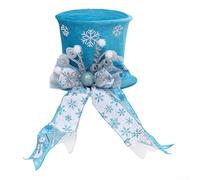 DAZZLEEX Sombrero plegable para árbol de Navidad, sombrero de copa de árbol de Navidad, rosa/azul con bastones de caramelo y lazos, decoración para el hogar de vacaciones (azul)