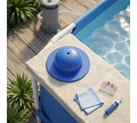 DAZZLEEX Tapones de filtro de piscina, 4 unidades, resistentes a fugas, repuesto TPR para piscinas Intex y sobre el suelo, negro y azul, se adapta a la mayoría de salidas de manguera de piscina
