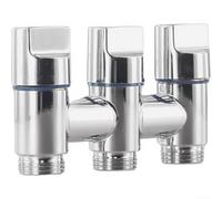 DAZZLEEX Válvula desviadora de 3 vías de acero inoxidable con tope de ángulo de 1/2 pulgada para lavadoras, lavavajillas, duchas, riego de jardín, acabado cromado, control de agua a prueba de fugas