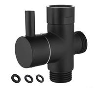 DAZZLEEX Válvula desviadora de brazo de ducha de 3 vías, roscas IPS G1/2 pulgadas, acabado negro, a prueba de arañazos, divisor de ducha de latón a prueba de óxido