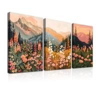 Dazzlewall 3Pcs Arte de Pared de Flores de Montaña Boho, Impresiones de Paisajes Florales Abstractos, Pinturas de Flores Silvestres Margaritas Para La Decoración Del Dormitorio 30X40 cm Enmarcado