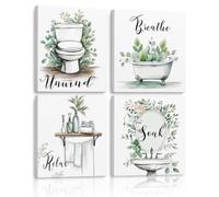 Dazzlewall 4 Pcs Impresión de Arte de Pared en Acuarela, Colorida Impresión de Arte Botánico Floral, Decoración de Pared Minimalista para Dormitorio, Sala de Estar, Baño, 20x25 cm Enmarcado