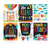 Dazzlewall 6Pcs Citas Inspiradoras, Arte de Pared, Colorida Decoración de Pared Motivadora Para El Aula, Sala de Juegos, Sala de Juegos, Impresiones de Arte Positivo 20×25 Cm, Sin Marco