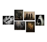 Dazzlewall 6Pcs Impresión de Arte de Pared Oscura, Póster de la Academia Oscura Vintage de Halloween Gótico Negro Obra de Arte Impresión para Galería de Pared en Casa, 20x25 cm Sin Marco
