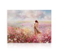 Dazzlewall Arte Cristiano de Pared, Jesus Abraza Cordero En El Campo de Flores Pintura de Impresión Para La Iglesia Dormitorio Sala de Oración Decoración 30X40 cm Sin Marco